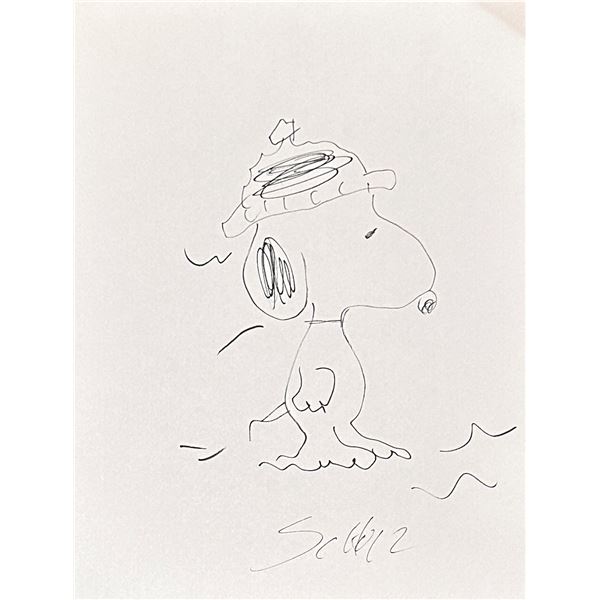 Snoopy Autographed Handdrawn Charles Schulz Sketch