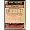 Image 2 : 1977 TOPPS RAY RHODES ROOKIE CARD