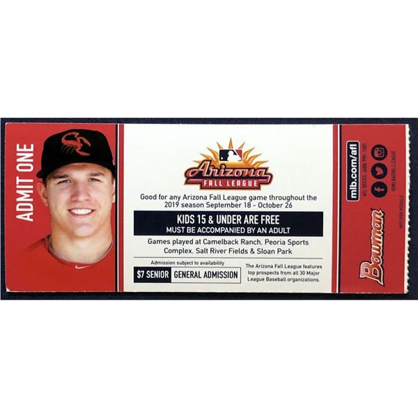 2019 BOWMAN ARIZONA FALL LEAGUE GAME TICKET - MIKE TROUT