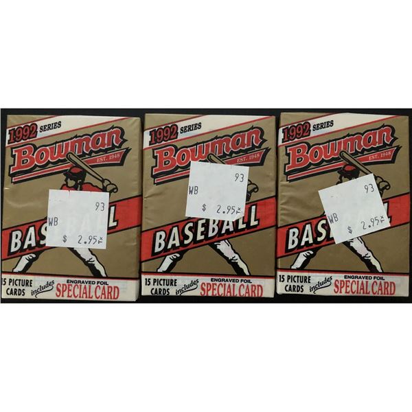 1992 BOWMAN BASEBALL CELLO PACKS (3)