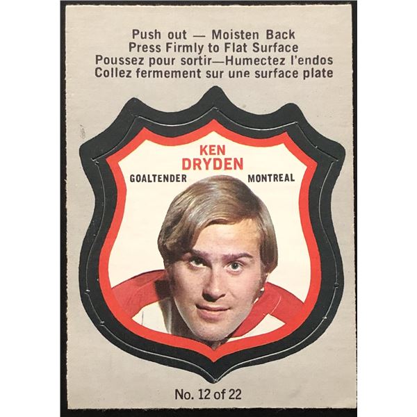 1972-73 O-PEE-CHEE KEN DRYDEN (HOF) CREST INSERT