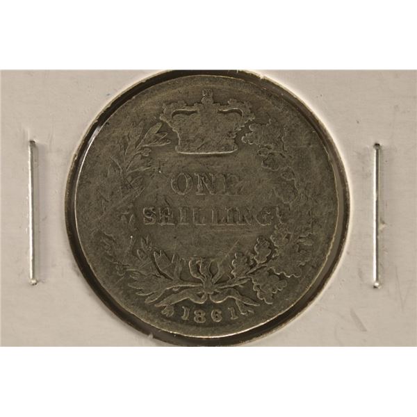 1861 GREAT BRITAIN SILVER 1 SHILLING .1682 OZ. ASW