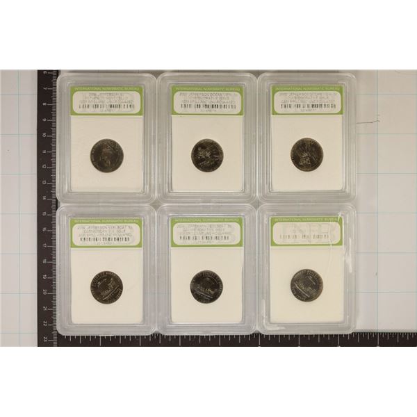 6 SLABBED JEFFERSON NICKELS: 2006-P GEM BU,