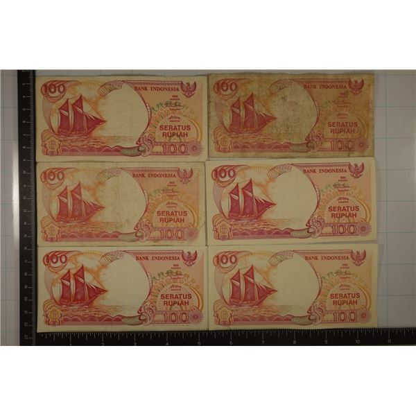 6-1992 INDONESIA 100 RUPIAH BILLS 3 R BETTER SHAPE