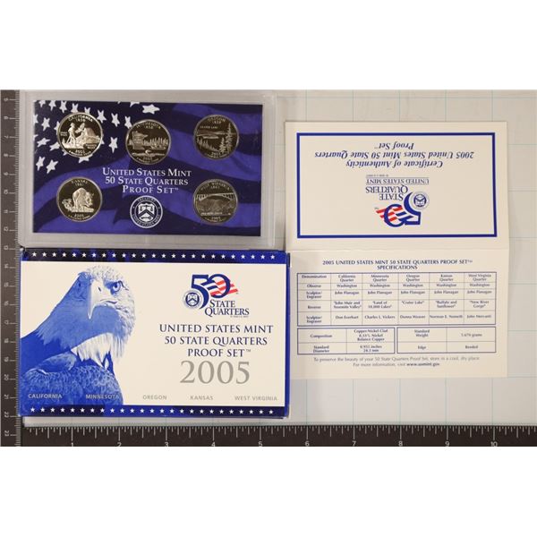 2005 US 50 STATE QUARTERS PROOF SET WITH BOX
