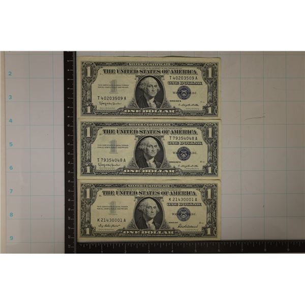 1957 & 2-1957-B US $1 SILVER CERTS CRISP XF/AU'S