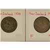 Image 1 : 1934 & 1935 NEW ZEALAND SILVER 1 SHILLING .1816