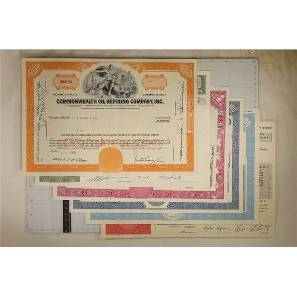 6 US VINTAGE US STOCK CERTIFICATES 1965-1995