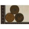 3 US LARGE CENTS: 1822 (DAMAGED), 1820 (WITH HOLE)