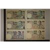 6 THAILAND BAHT BILLS:1-5 BAHT, 2-10 BAHT & 3-20