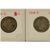 1908-D VERY GOOD & 1910-D SILVER BARBER QUARTERS