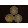 Image 1 : 1853, 1882 &1891 SILVER SEATED LIBERTY DIMES
