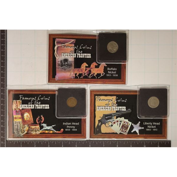 3 FAMOUS COINS OF THE AMERICAN FRONTIER WITH A