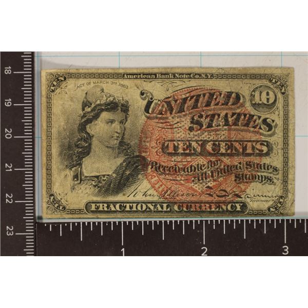 1863 US 10 CENT FRACTIONAL CURRENCY