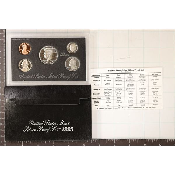 1993 US SILVER PROOF SET (WITH BOX) AND