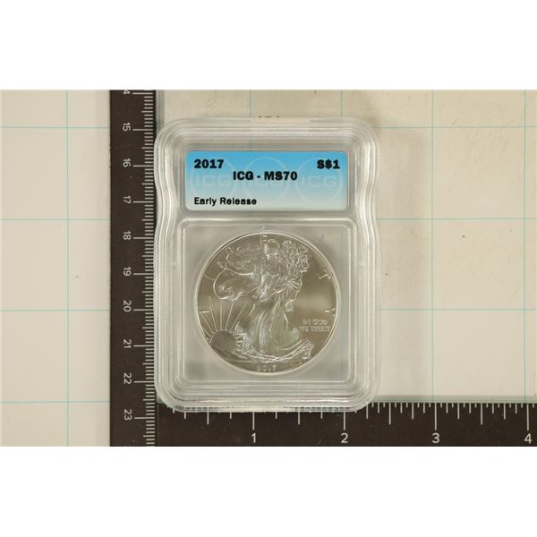 2017 AMERICAN SILVER EAGLE ICG MS70 EARLY RELEASES