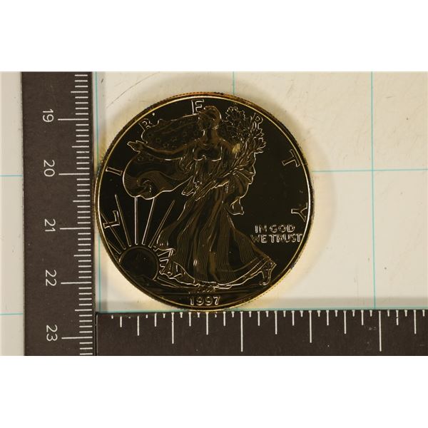 1997 GOLD PLATED AMERICAN SILVER EAGLE. UNC IN