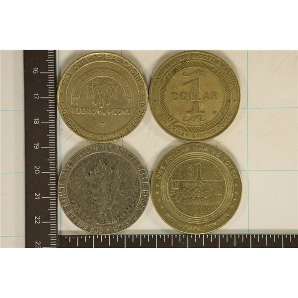 4-$1 METAL CASINO TOKENS: PUEBLO DE ACOMA