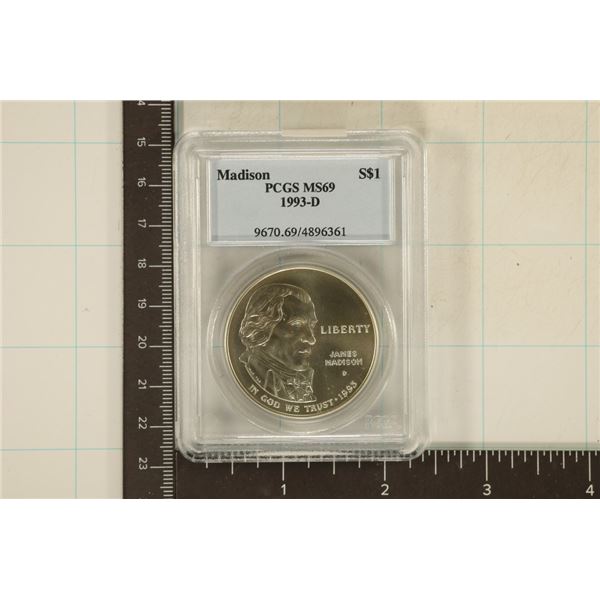 1993-D MADISON UNC SILVER DOLLAR PCGS MS69