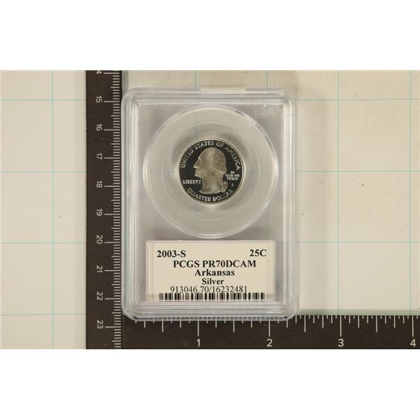 2003-S SILVER ARKANSAS QUARTER PCGS PR70 DCAM