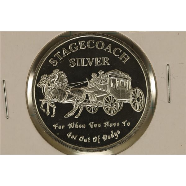 1 TROY OZ .999 FINE SILVER PROOF ROUND STAGECOACH