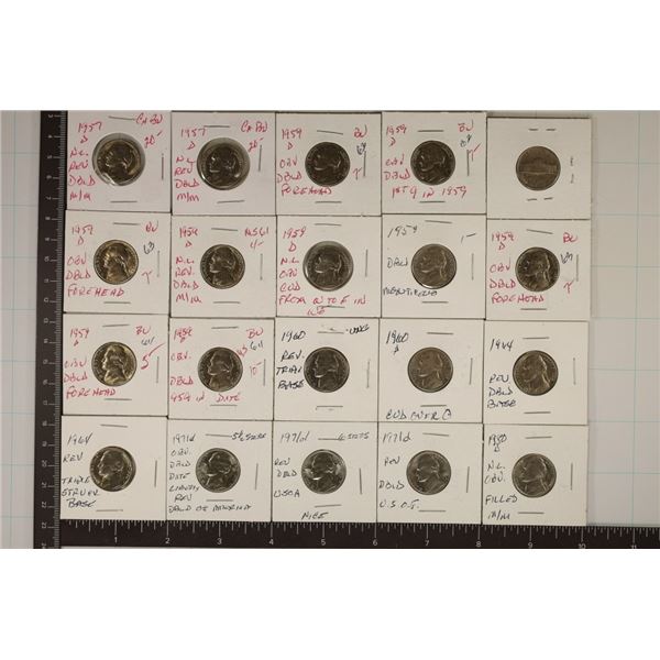 20-JEFFERSON NICKEL ERROR COINS: 1957-1980