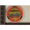 Image 2 : $5 IRON HORSE CASINO CHIP. EVERETT, WASHINGTON