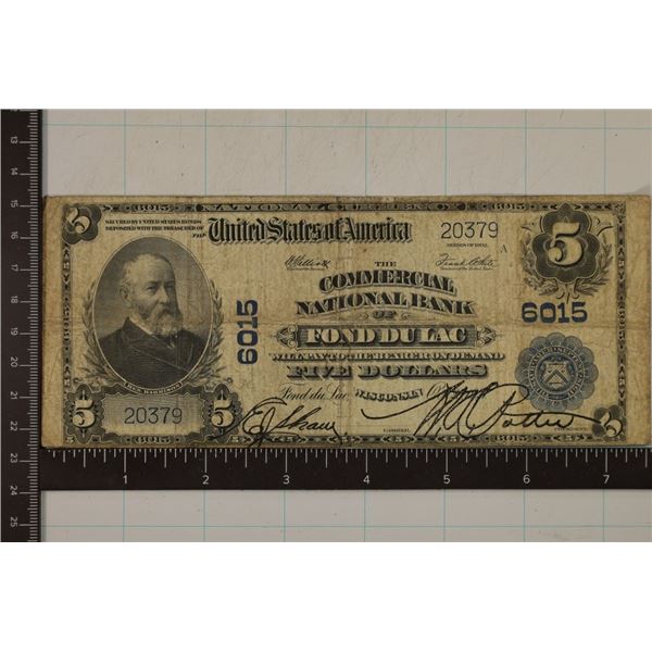 SERIES 1902 US $5 NATIONAL BANK OF FOND DU LAC