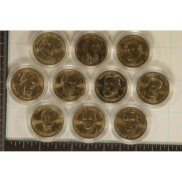 10 PRESIDENTIAL UNC DOLLARS IN HARD PLASTIC