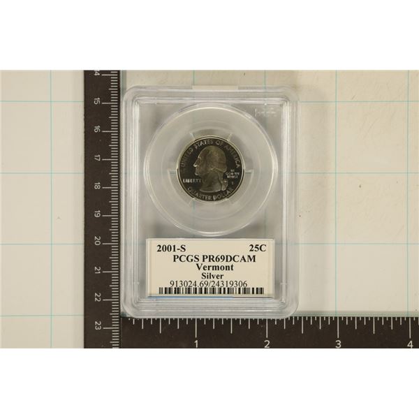 2001-S SILVER VERMONT QUARTER PCGS PR69 DCAM