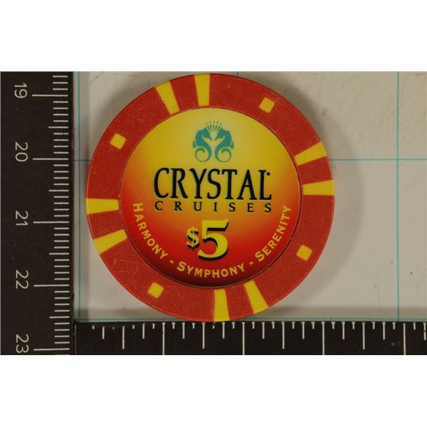 $5 CAESARS PALACE AT SEA CASINO CHIP. CRYSTAL
