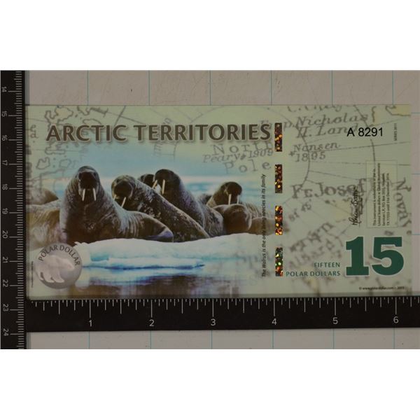 2011 ARCTIC TERRITORIES $15 POLAR DOLLAR CRISP UNC