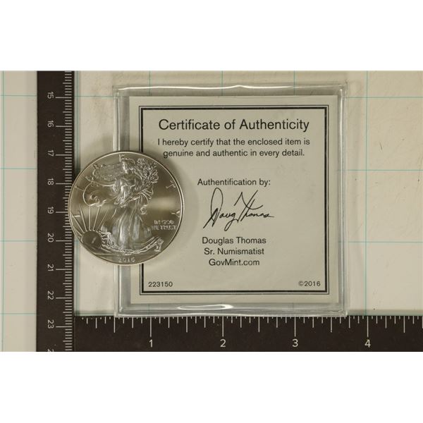 2016 AMERICAN SILVER EAGLE 1 OZ. SILVER IN PLASTIC