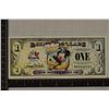 2009 DISNEY $1 CRISP UNC COLORIZED BILL "MICKEY &