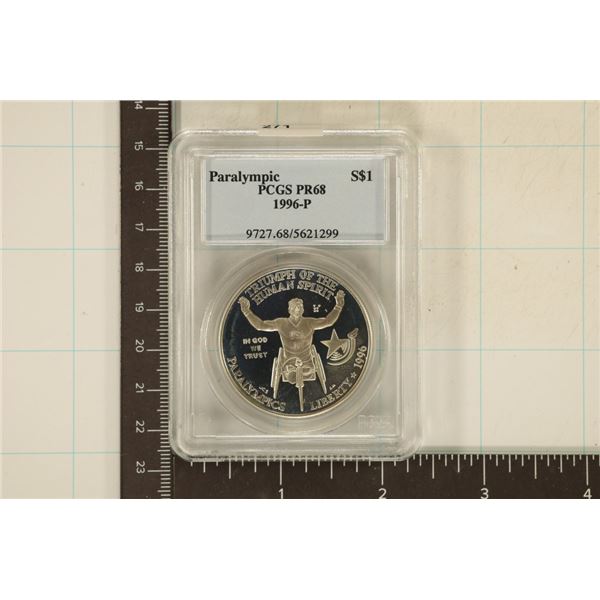 1996-P US PARALYMPICS SILVER DOLLAR PCGS PR68