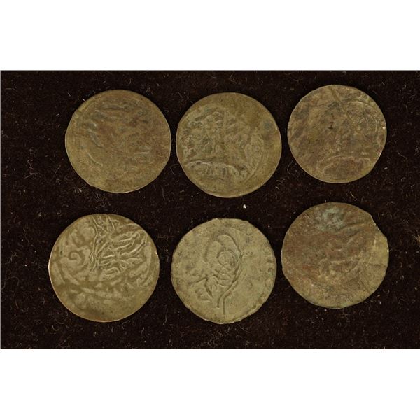 6-SILVER DIME SIZED OTTOMAN EMPIRE PARA COINS:
