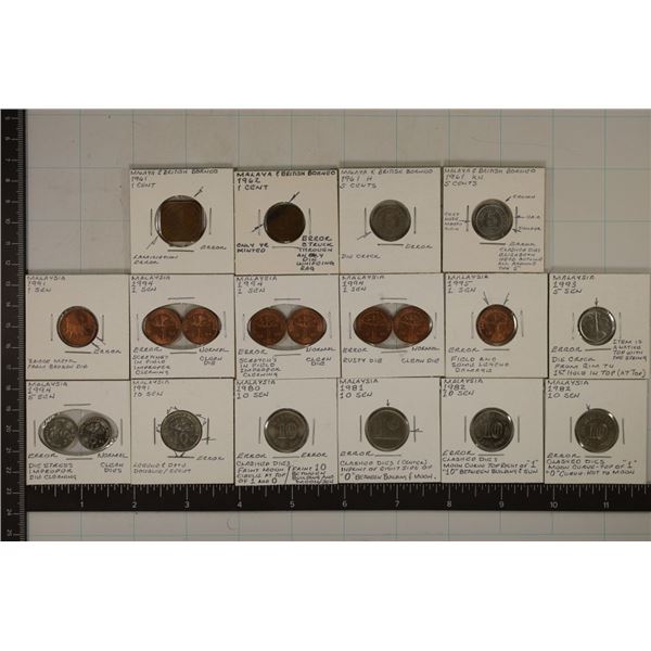 20 ERROR FOREIGN COINS: 4-MALAYA / BRITISH BORNEO