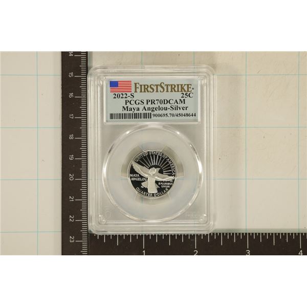 2022-S SILVER MAYA ANGELOU QUARTER PCGS PR70