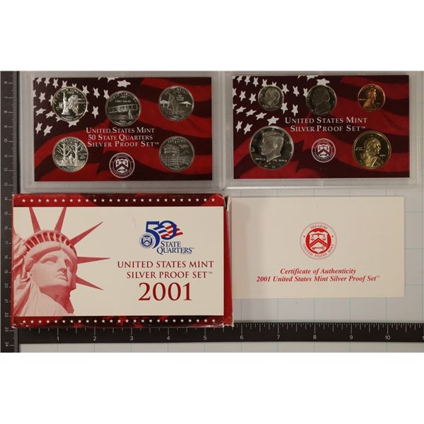 2001 US SILVER PROOF SET (WITH BOX) WITH CERT.