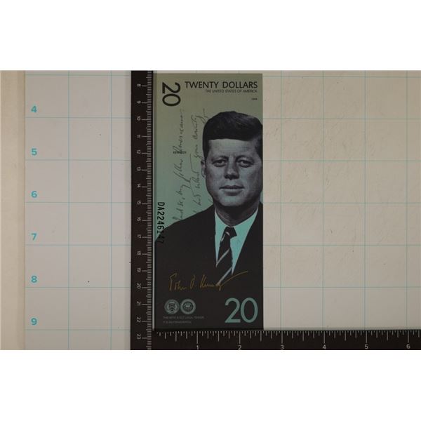 US $20 "KENNEDY" POLYMER CRISP UNC COLORIZED