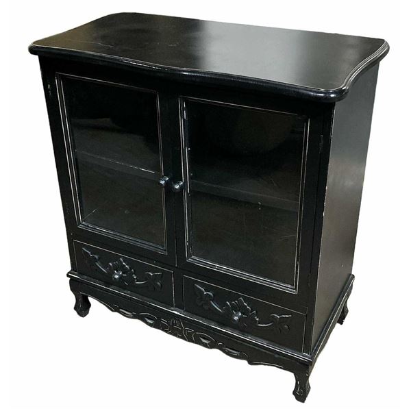Victorian Ebonised Black Wooden Cabinet - 29.5 x 32.5 x 15.5 - Retail $540