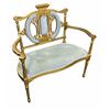 Image 1 : Late 1800's Neoclassical style Gold & Blue Loveseat  - 38 x 37 x 17" - Retail $1200