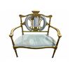 Image 2 : Late 1800's Neoclassical style Gold & Blue Loveseat  - 38 x 37 x 17" - Retail $1200