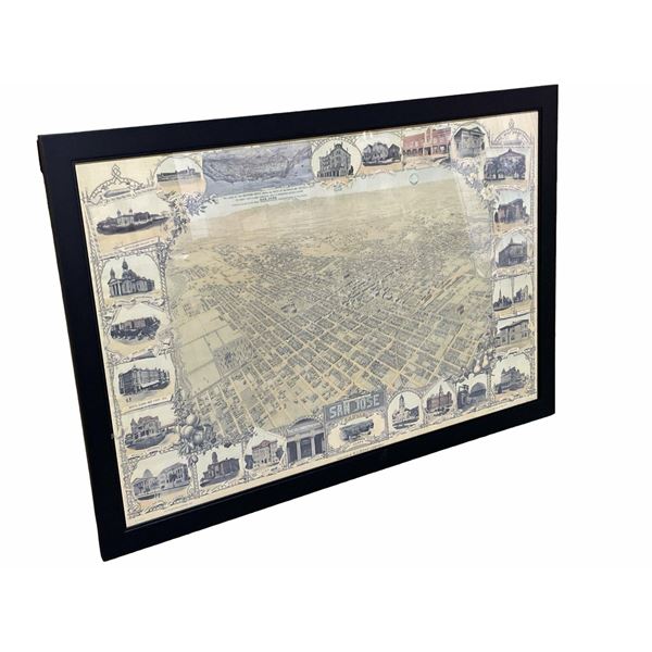 Antique Wall Map of San Jose California - 39.25 x 27.25"
