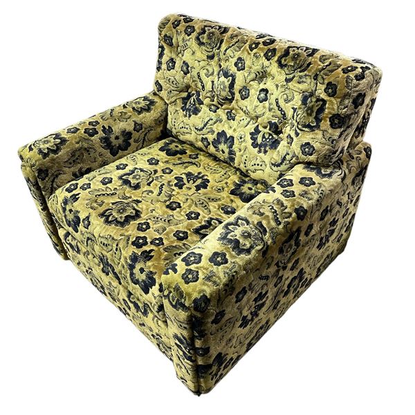 Floral Green Armchair - 35.5 x 31.75 x 32.75"