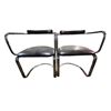Image 2 : Set of 2 Chrome and Black Leather Contemporary Chairs - 32x21x21_