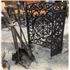 Image 1 : Fireplace Gate (Black Iron)   Vintage Fireplace Tool Set