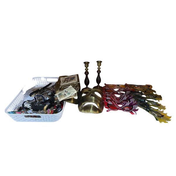 Group of Misc. Set Dec Accessories - includes watches/glasses/Golden Masks etc.