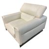 Image 3 : 3 pc Natuzzi white pebble leather sofa set (w/ adjustable headrest)