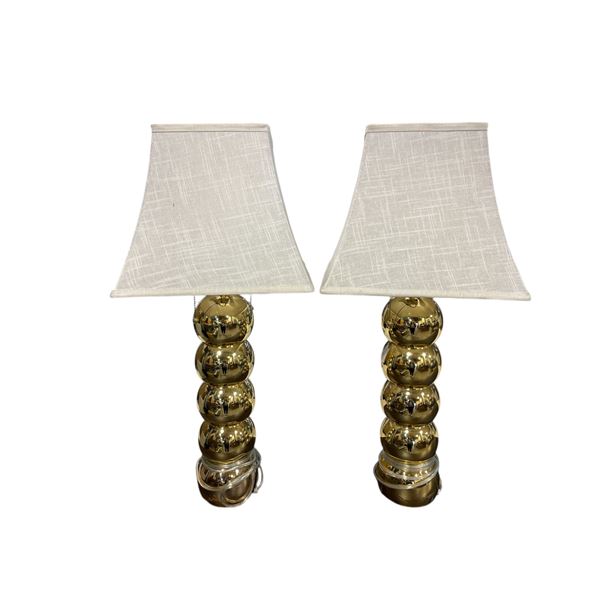 Pair of Gold toned bubble table lamps